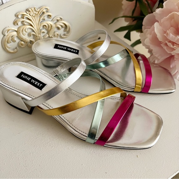 Multi-Color Block Slide Heels - Picture 4 of 8